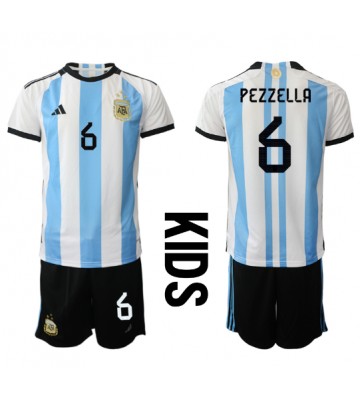 Argentina German Pezzella #6 Hemmaställ Barn VM 2022 Kortärmad (+ Korta byxor)